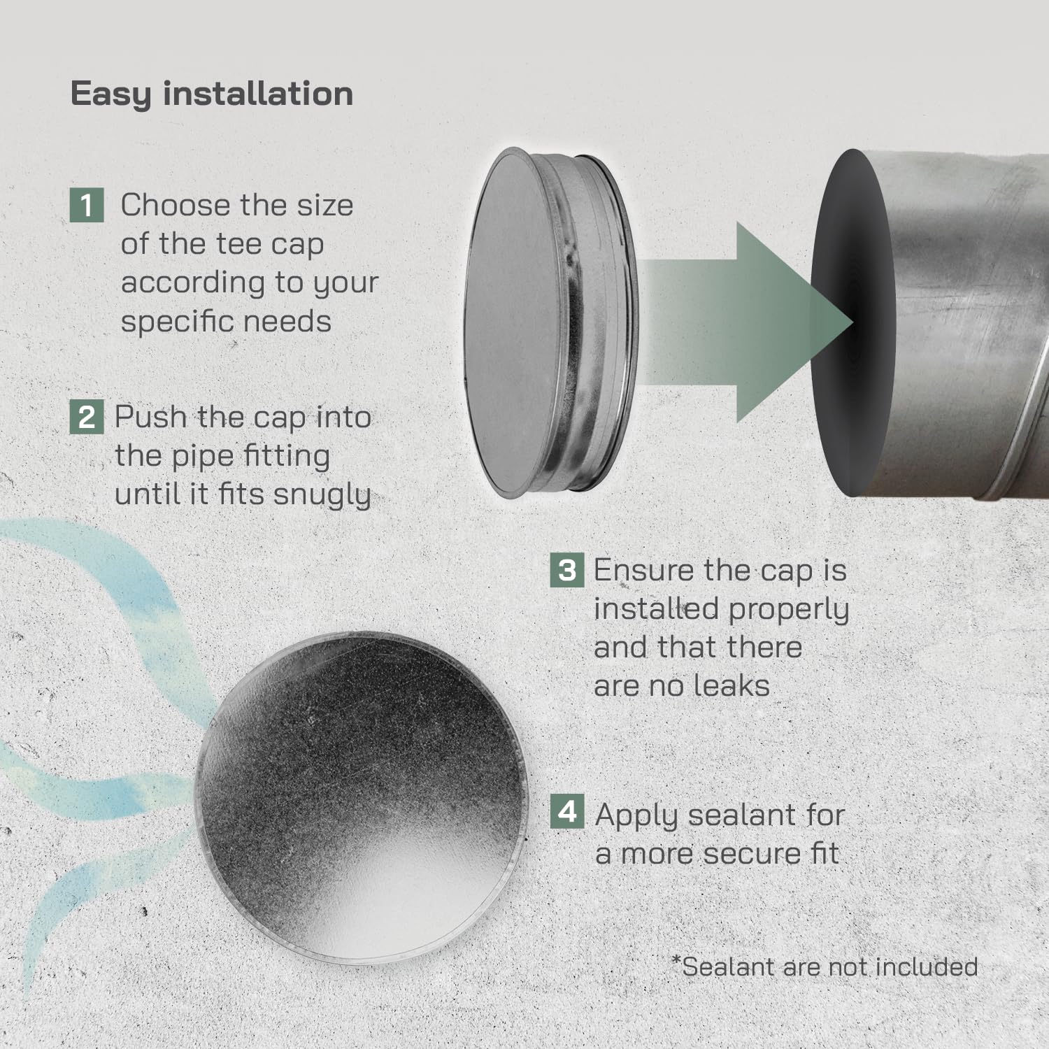 Vent Systems 10" Galvanized Steel Duct End Cap - Dryer Vent Cap - Round Metal Plug - Duct Fitting/Tee Cap - Indoor and Outdoor Use – Closure Fitting for Round HVAC Exhaust Systems - Image 4