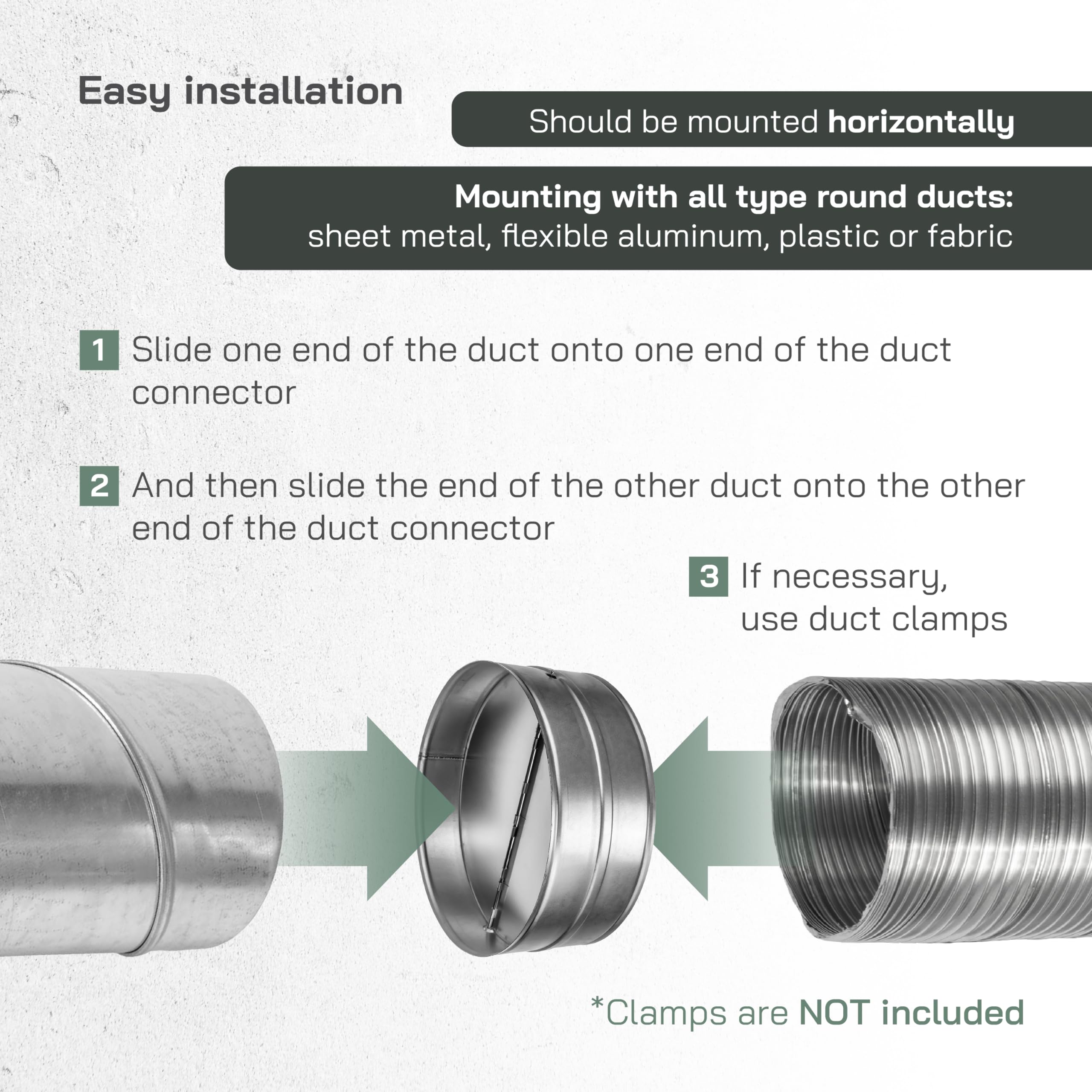 Vent Systems - 10 Inch Backdraft Damper - One-Way Airflow - Inline Fan Vent Deflector - Image 4