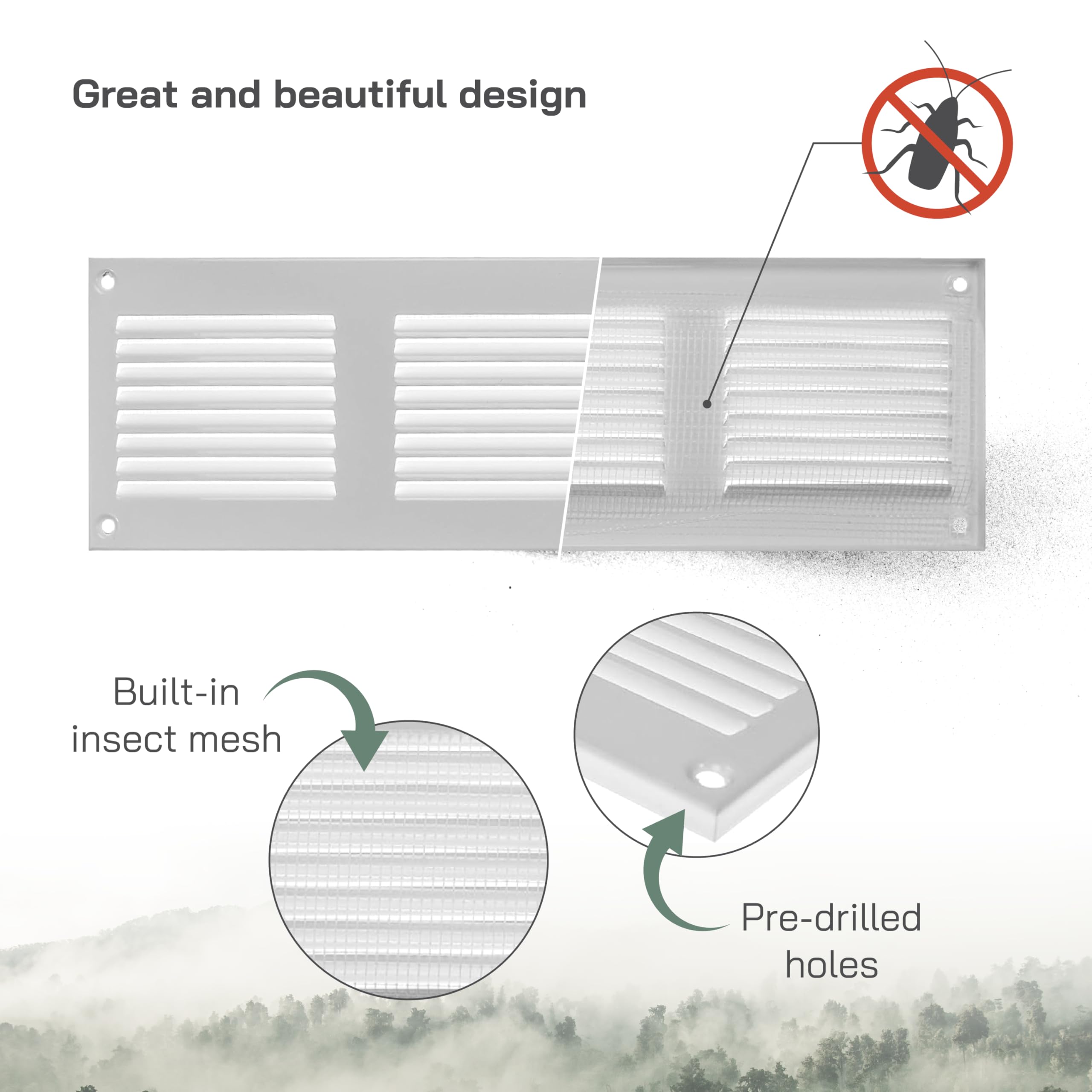 Vent Systems 12" x 4" Inch (Overall) White Metal Vent Cover - Durable Wall and Ceiling Air Return Grille with Built-in Mesh Screen - HVAC Ventilation Duct Cover for Indoor and Outdoor Use - Image 3