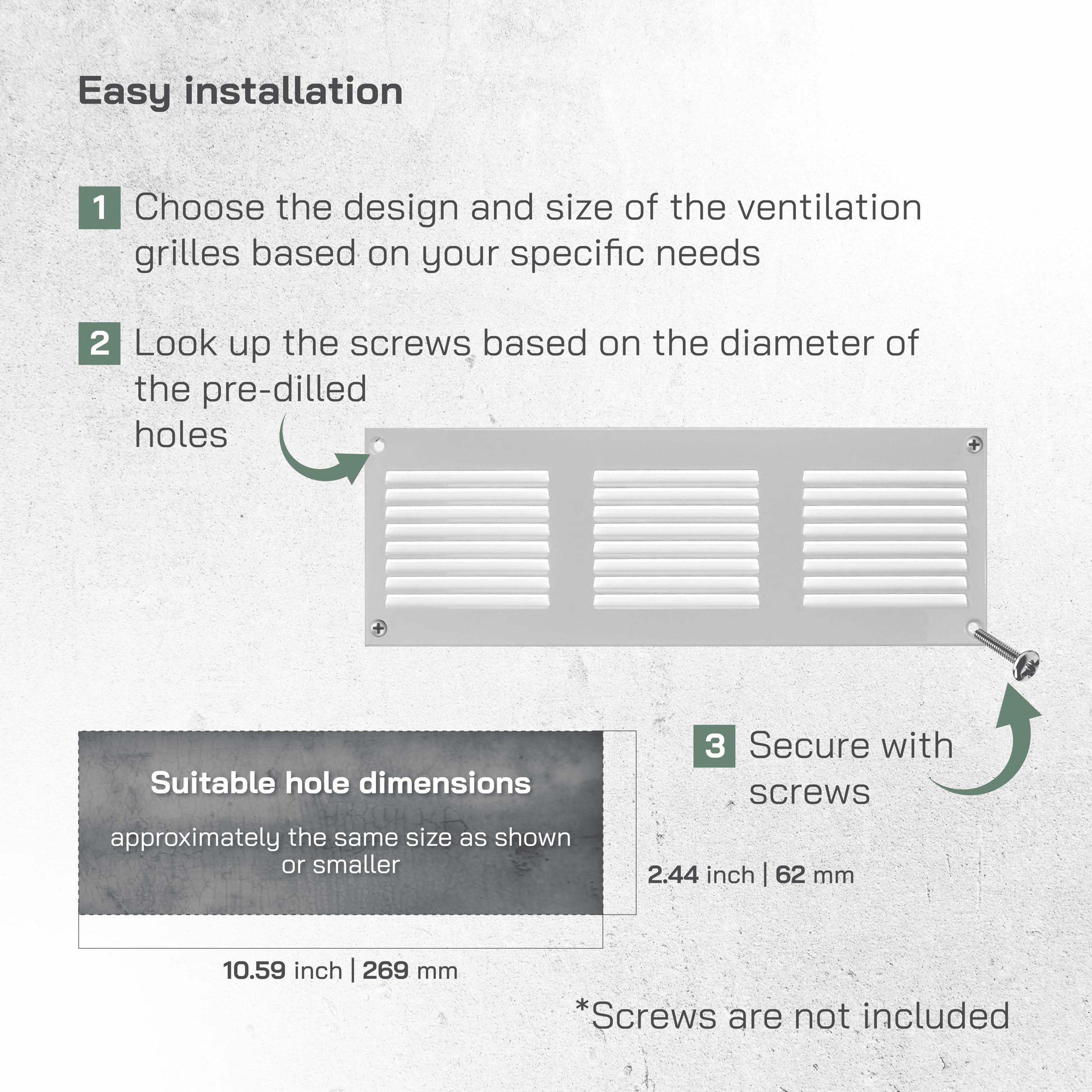 Vent Systems 12" x 4" Inch (Overall) White Metal Vent Cover - Durable Wall and Ceiling Air Return Grille with Built-in Mesh Screen - HVAC Ventilation Duct Cover for Indoor and Outdoor Use - Image 4