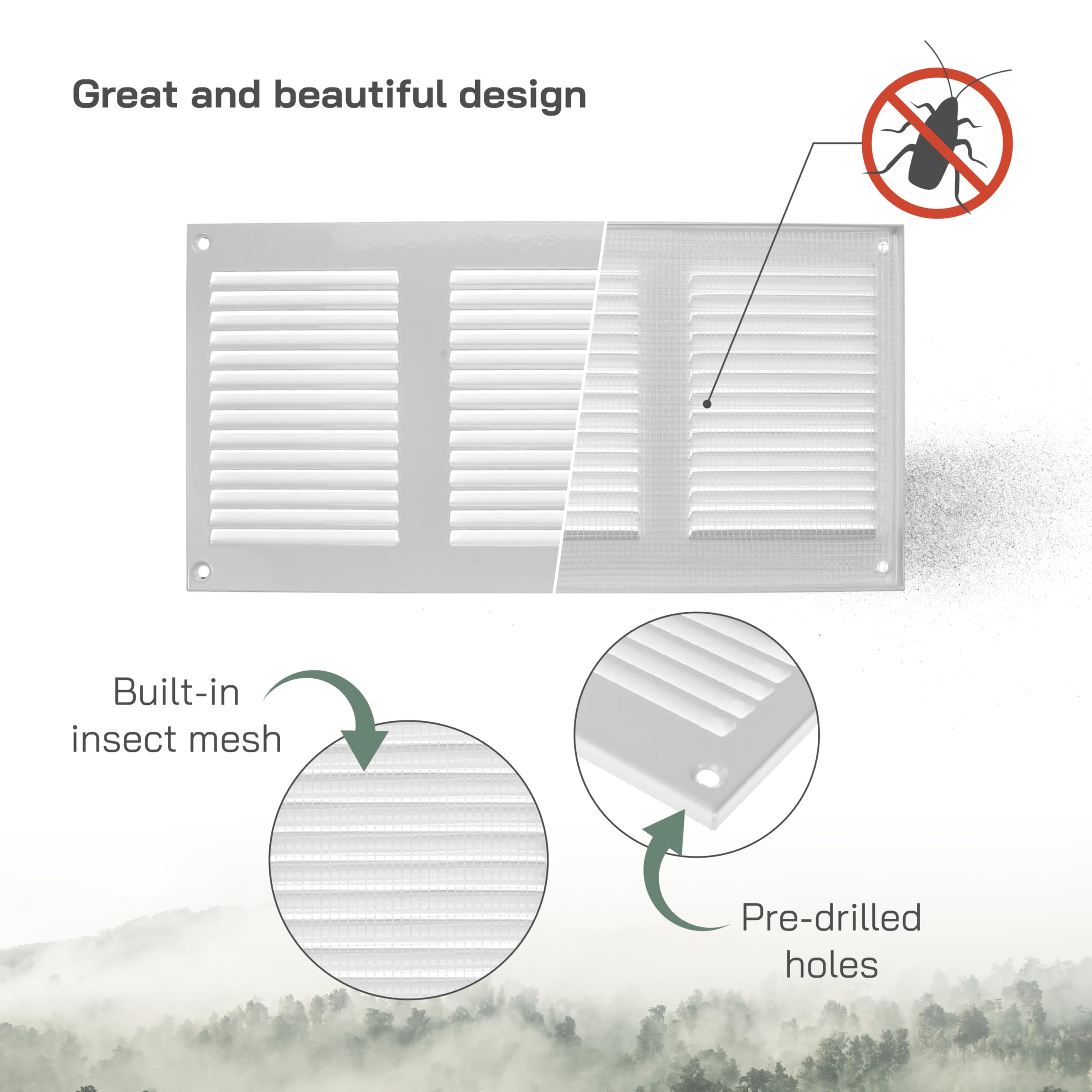 Vent Systems 12'' x 6'' Inch (Overall Dimensions) White Metal Vent Duct Cover - Louvered Rectangular Return Grill with Built in Mesh Screen - HVAC Ventilation Grille for Home Improvement - Image 3