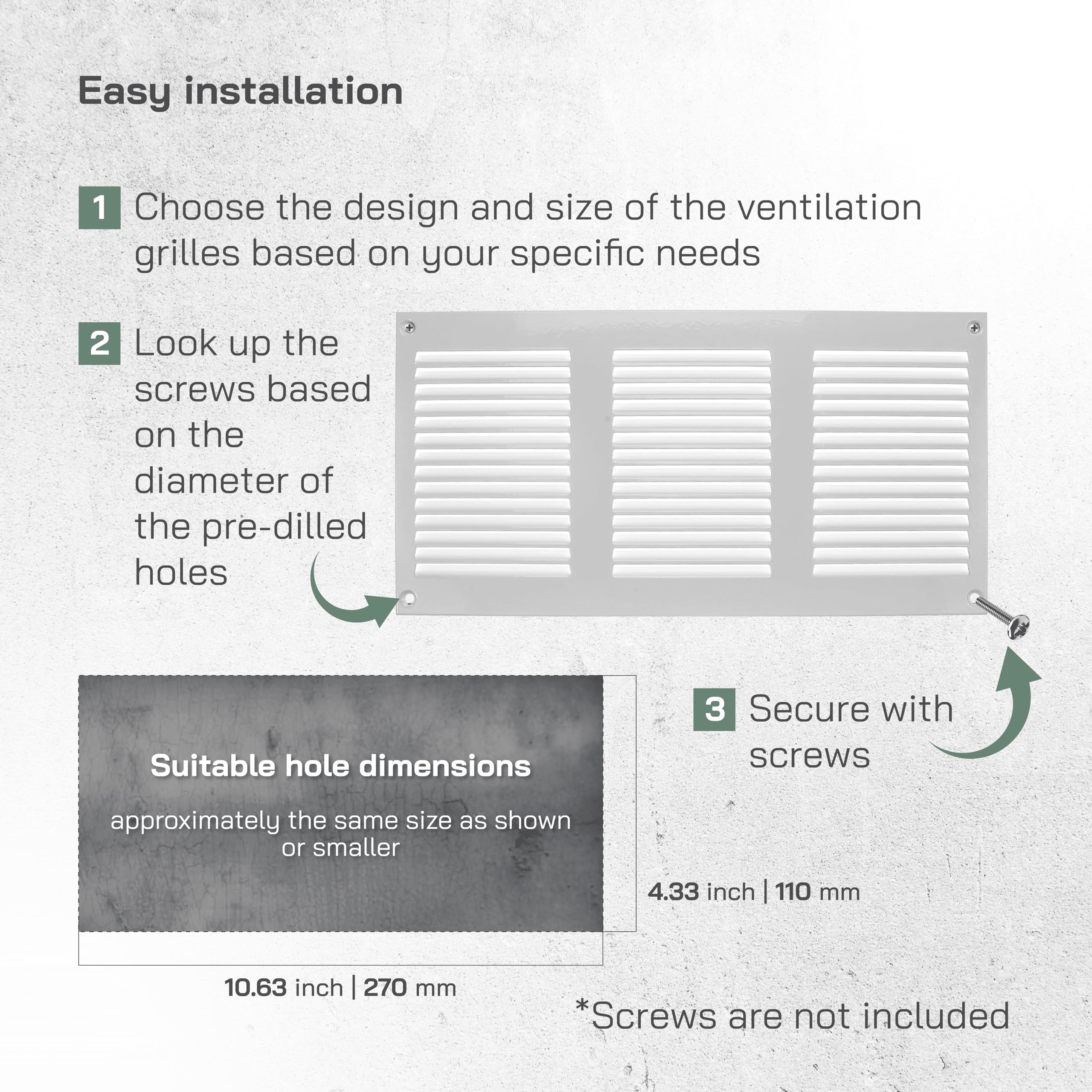 Vent Systems 12'' x 6'' Inch (Overall Dimensions) White Metal Vent Duct Cover - Louvered Rectangular Return Grill with Built in Mesh Screen - HVAC Ventilation Grille for Home Improvement - Image 4