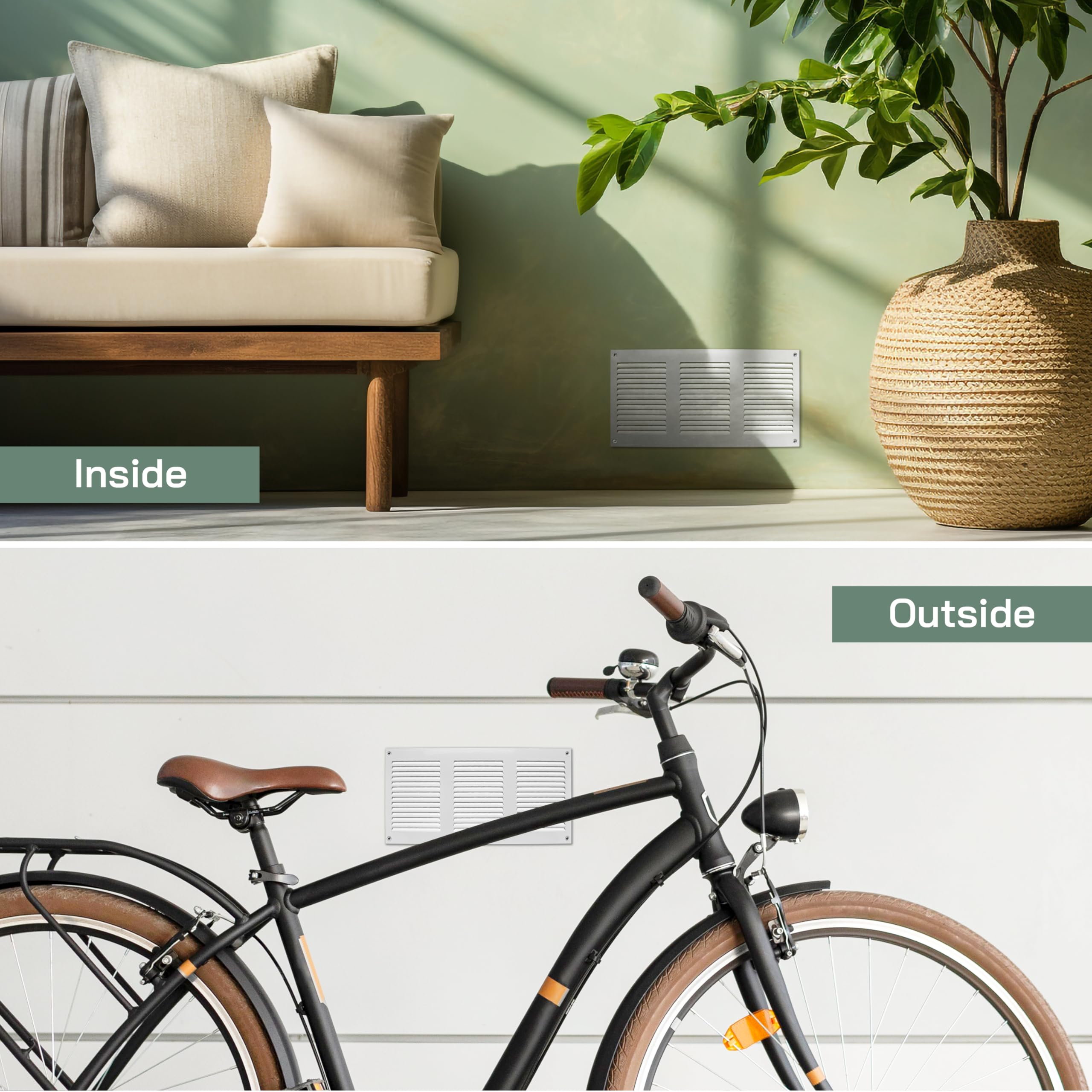 Vent Systems 12'' x 6'' Inch (Overall Dimensions) White Metal Vent Duct Cover - Louvered Rectangular Return Grill with Built in Mesh Screen - HVAC Ventilation Grille for Home Improvement - Image 5