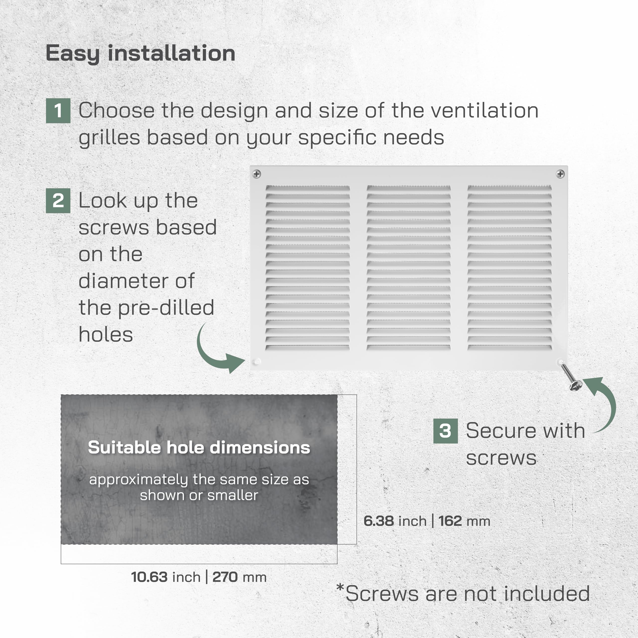 Vent Systems 12'' x 8'' Inch (Overall Dimensions) - White - Air Vent Duct Cover Metal Return Grill with Built in Pest Guard Screen HVAC Vent Duct Cover for Home Improvement10x6 (Opening Dimensions) - Image 4