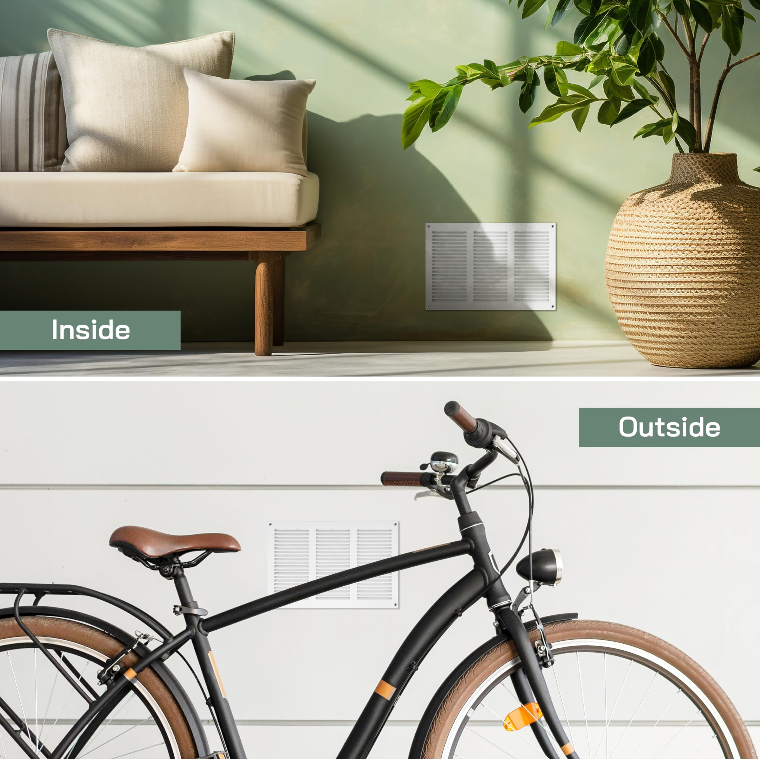 Vent Systems 12'' x 8'' Inch (Overall Dimensions) - White - Air Vent Duct Cover Metal Return Grill with Built in Pest Guard Screen HVAC Vent Duct Cover for Home Improvement10x6 (Opening Dimensions) - Image 5