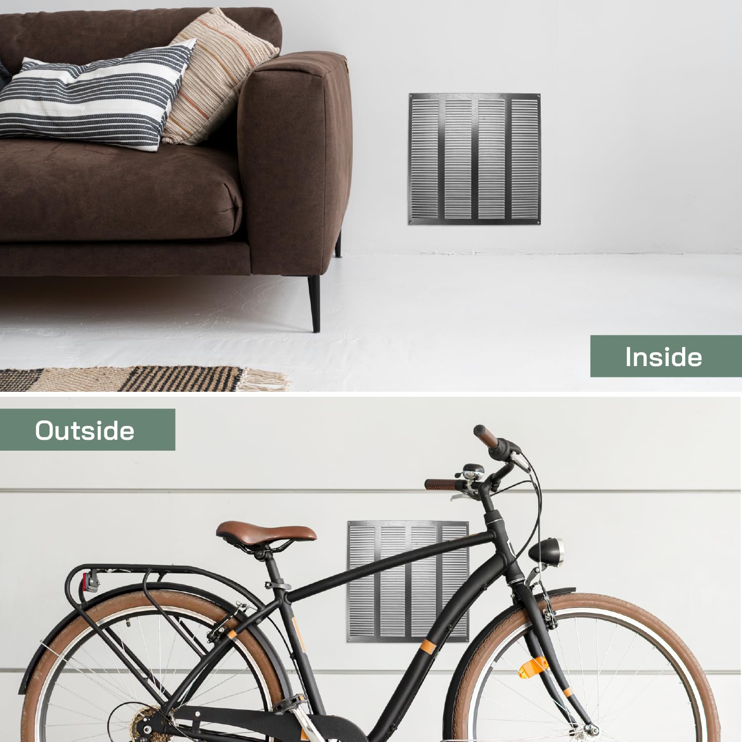 Vent Systems 16'' x 16'' Inch (Overall Dimensions) Galvanized Steel Air Vent Cover - Louvered Rectangular Return Grill with Built-in Protective Mesh Screen - HVAC Vent Grille for Home Improvement - Image 4