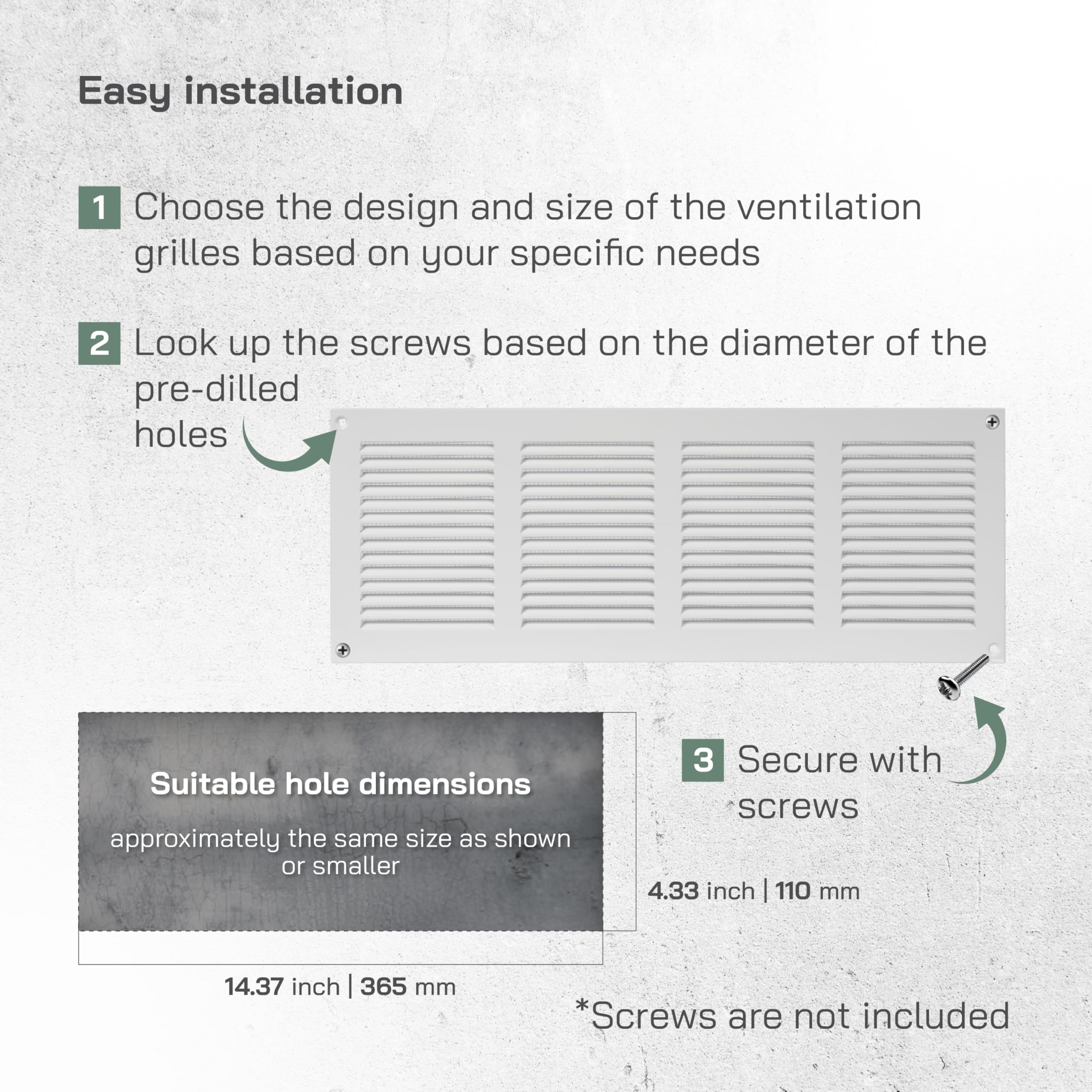Vent Systems 16" x 6" Inch White Metal Vent Cover – Louvered Air Return Grille with Built-in Mesh Screen – Heavy-Duty Wall & Ceiling Ventilation Cover for Home, Office, Garage – Indoor and Outdoor Use - Image 4