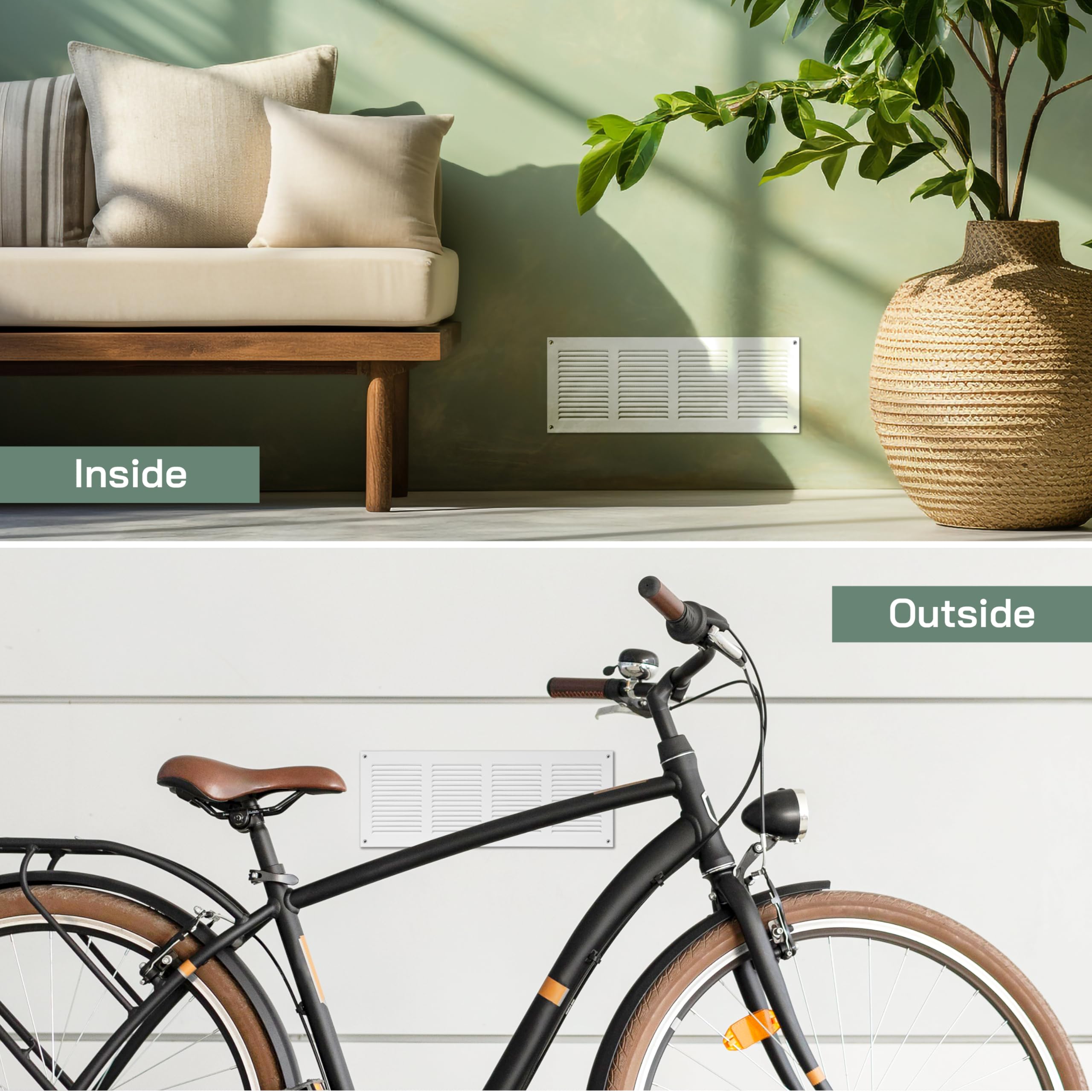 Vent Systems 16" x 6" Inch White Metal Vent Cover – Louvered Air Return Grille with Built-in Mesh Screen – Heavy-Duty Wall & Ceiling Ventilation Cover for Home, Office, Garage – Indoor and Outdoor Use - Image 5