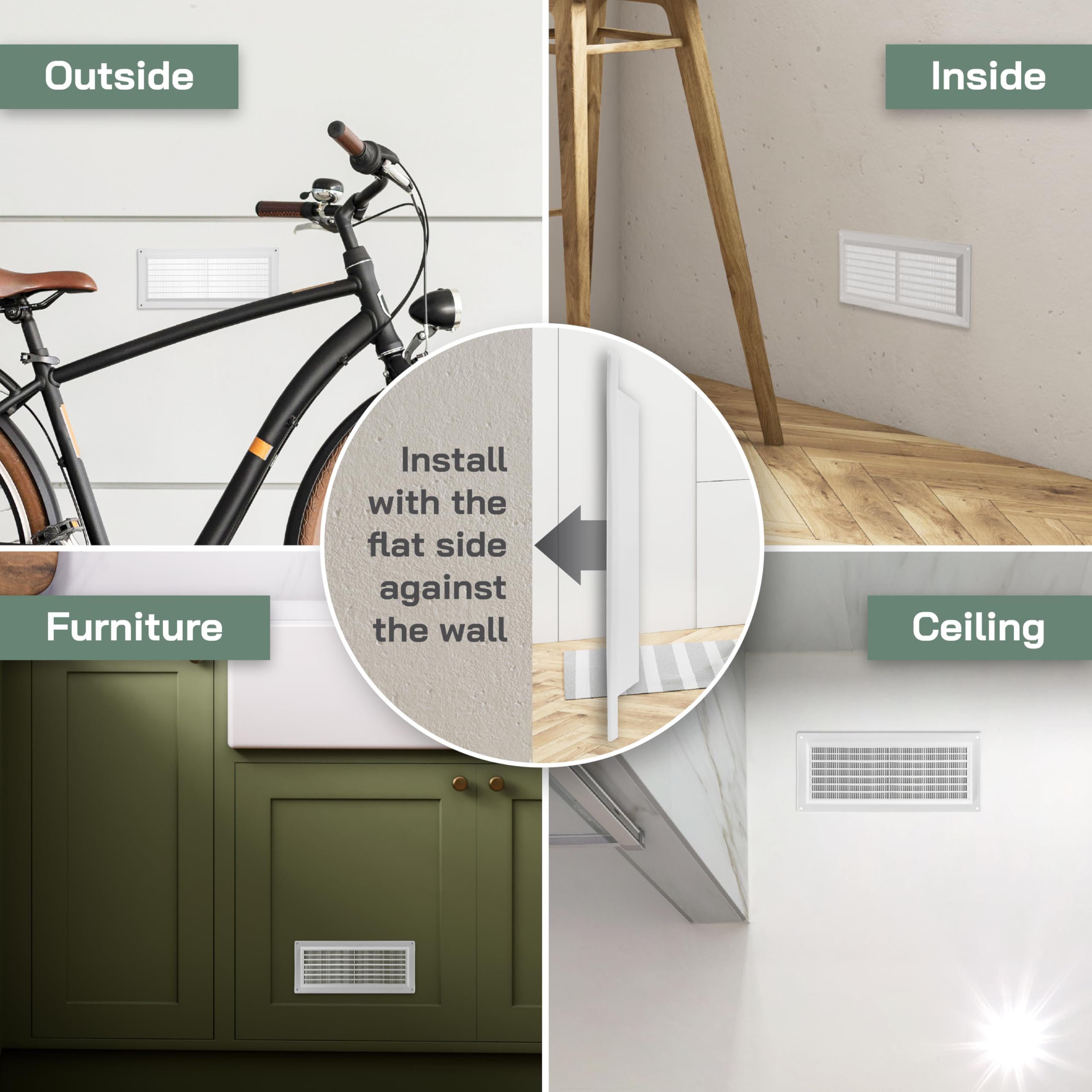 Vent Systems 3" x 10" Inch (Opening Dimensions) White Plastic Air Vent Cover - Rectangular Return Grille with Built-in Mesh Screen - HVAC Ventilation Grill for Home Improvement - Indoor, Outdoor Use - Image 5