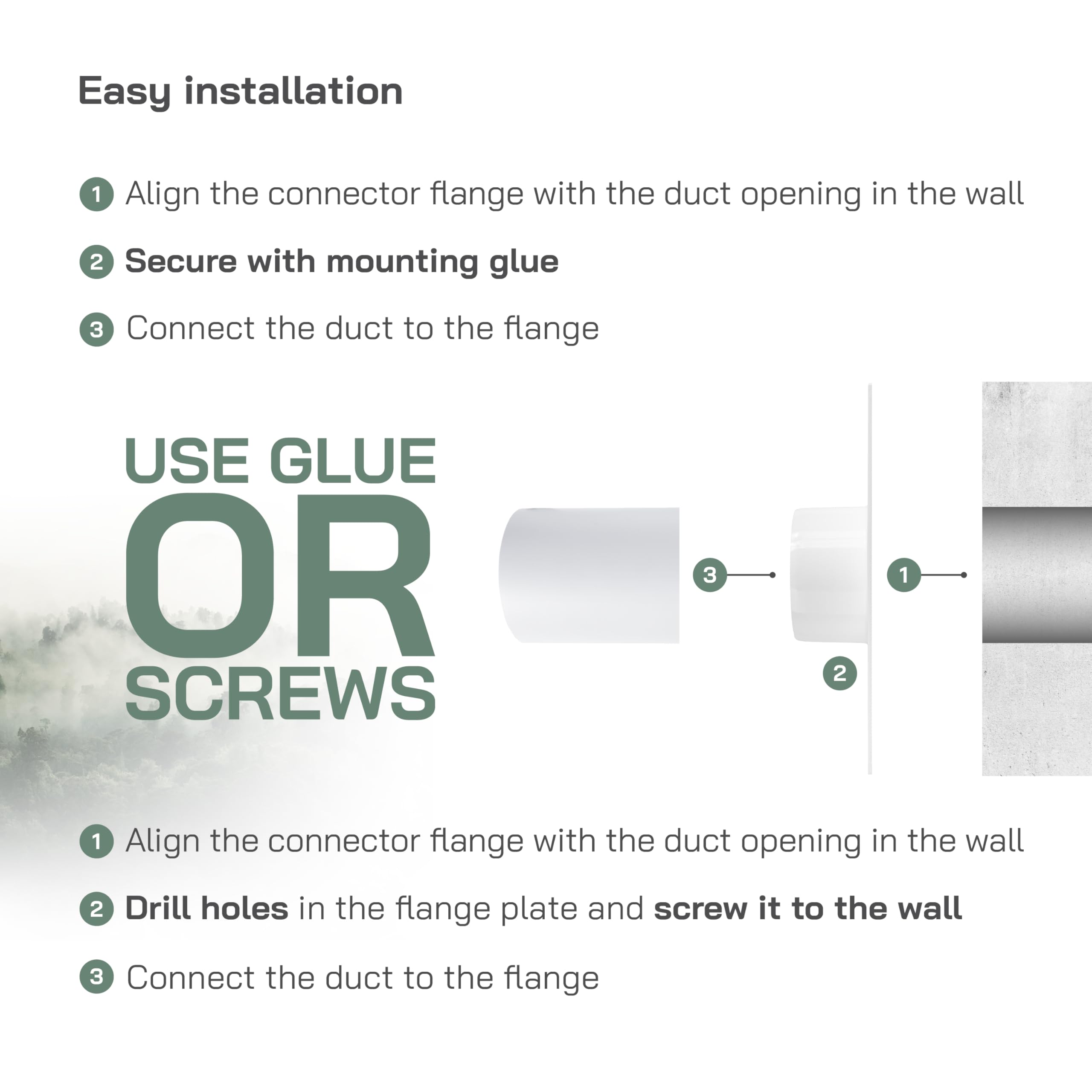 Vent Systems 4 Inch Duct Connector Flange – White Plastic Straight Ventilation Plate Adapter – Heavy-Duty HVAC Air Vent Fitting for Wall, Ceiling or Floor Mounting – Easy Indoor Installation - Image 3