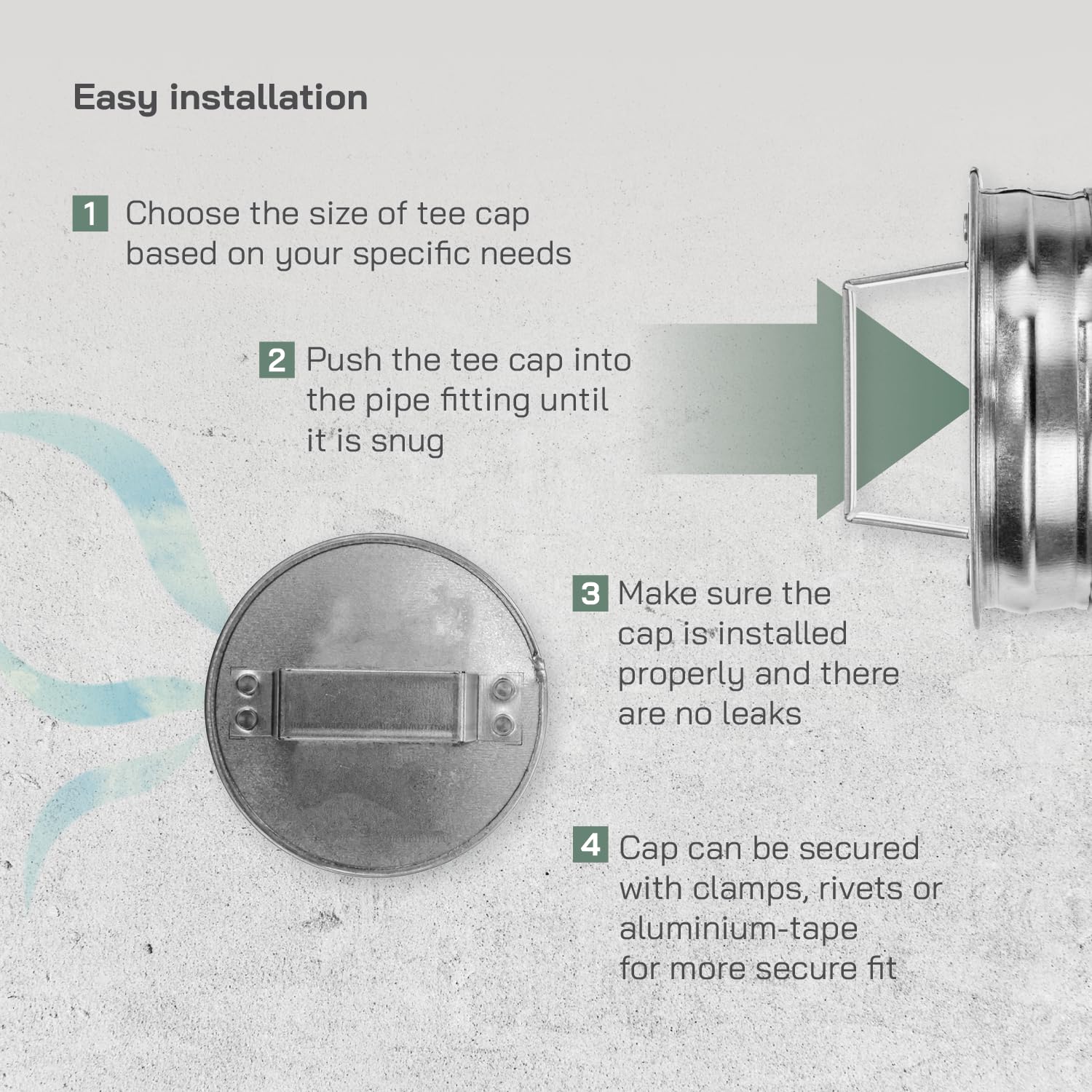 Vent Systems 4" Inch Galvanized Steel Tee Cap with Handle – Heavy-Duty HVAC End Plug for Dryer Ducts, Exhaust Pipes, and Round Metal Vents – Indoor and Outdoor Use – Closure Fitting for HVAC Systems - Image 4