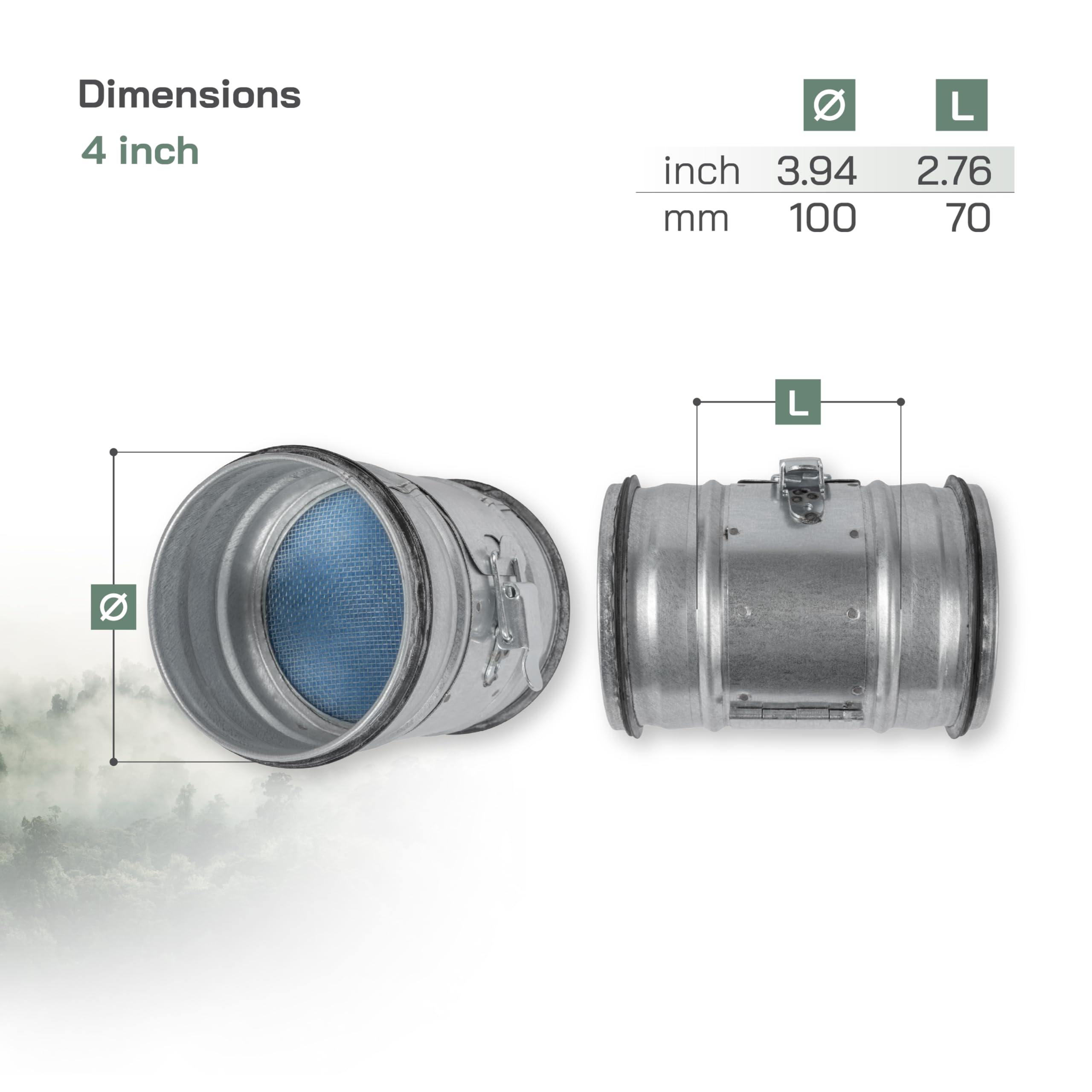 Vent Systems 4" Inch Inline Air Filter - Duct Filter - G4 Class Filtration Purifier System with Steel Mesh Screen - Air Vent Filters for Dust Collection/Air Purification - Rigid/Flexible Vent Hose - Image 6