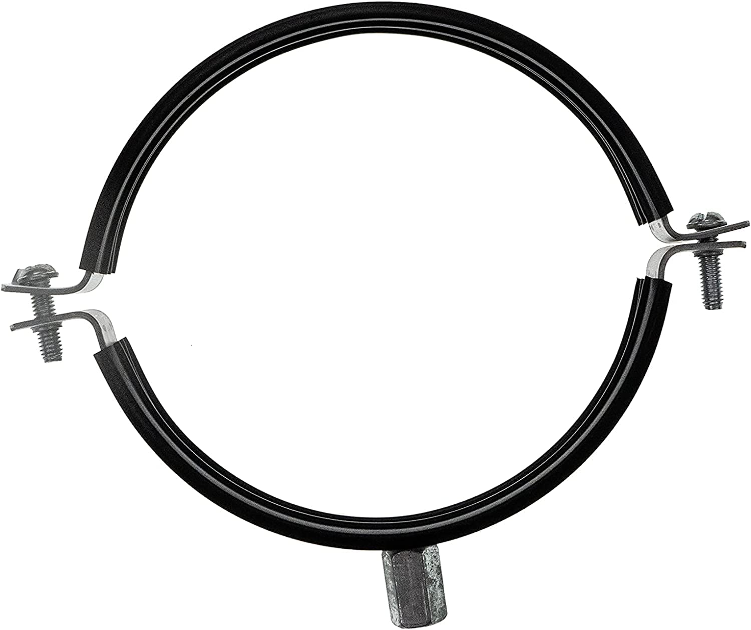 Vent Systems 4" Inch Pipe Clamp – 5 Pack – Heavy-Duty Galvanized Steel Duct Clamps with Rubber Lining for Noise Reduction – Adjustable HVAC Ventilation Pipe Hanger Brackets for Wall or Ceiling Mount - Image 6