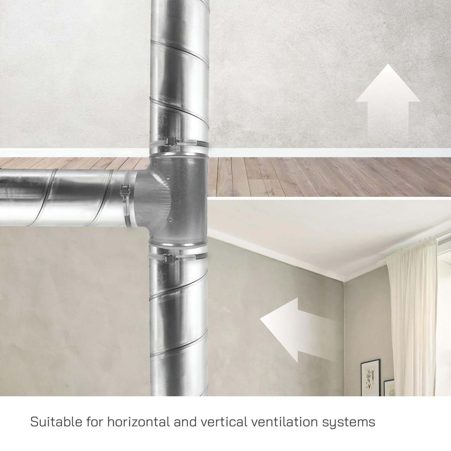 Vent Systems 4'' Inch T Shape Duct Connector 3 Way Hose Adapter/Splitter For Hose T-shape Round Pipe Connector- Extractor Fan - Duct Hose Dryer Vent T Connector - 4 Inch 3 Way Fitting - Image 5