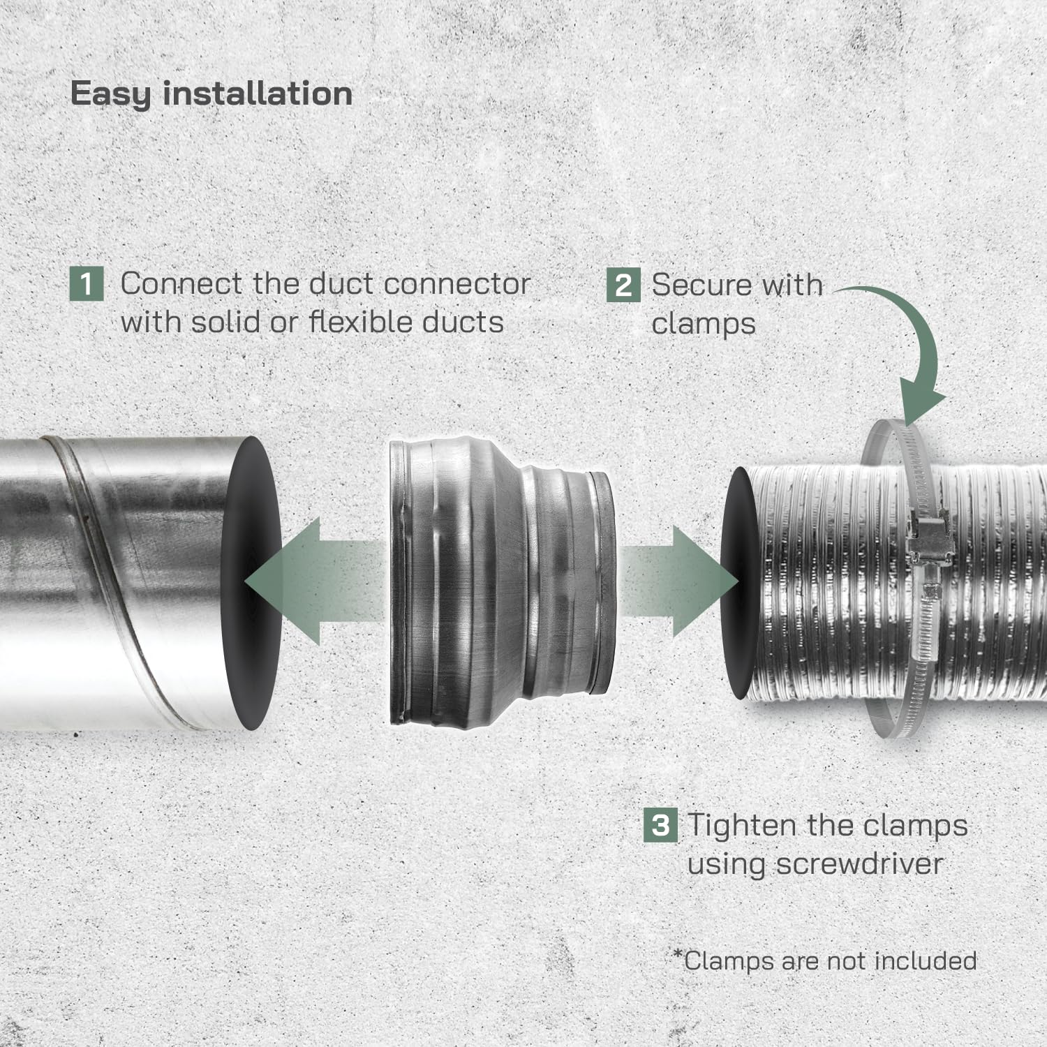 Vent Systems 4" Inch to 3" Inch Duct Reducer – Galvanized Steel HVAC Pipe Adapter Connector for Ventilation, Exhaust, and Grow Tents – Durable Metal Transition Fitting for Heating and Cooling - Image 3