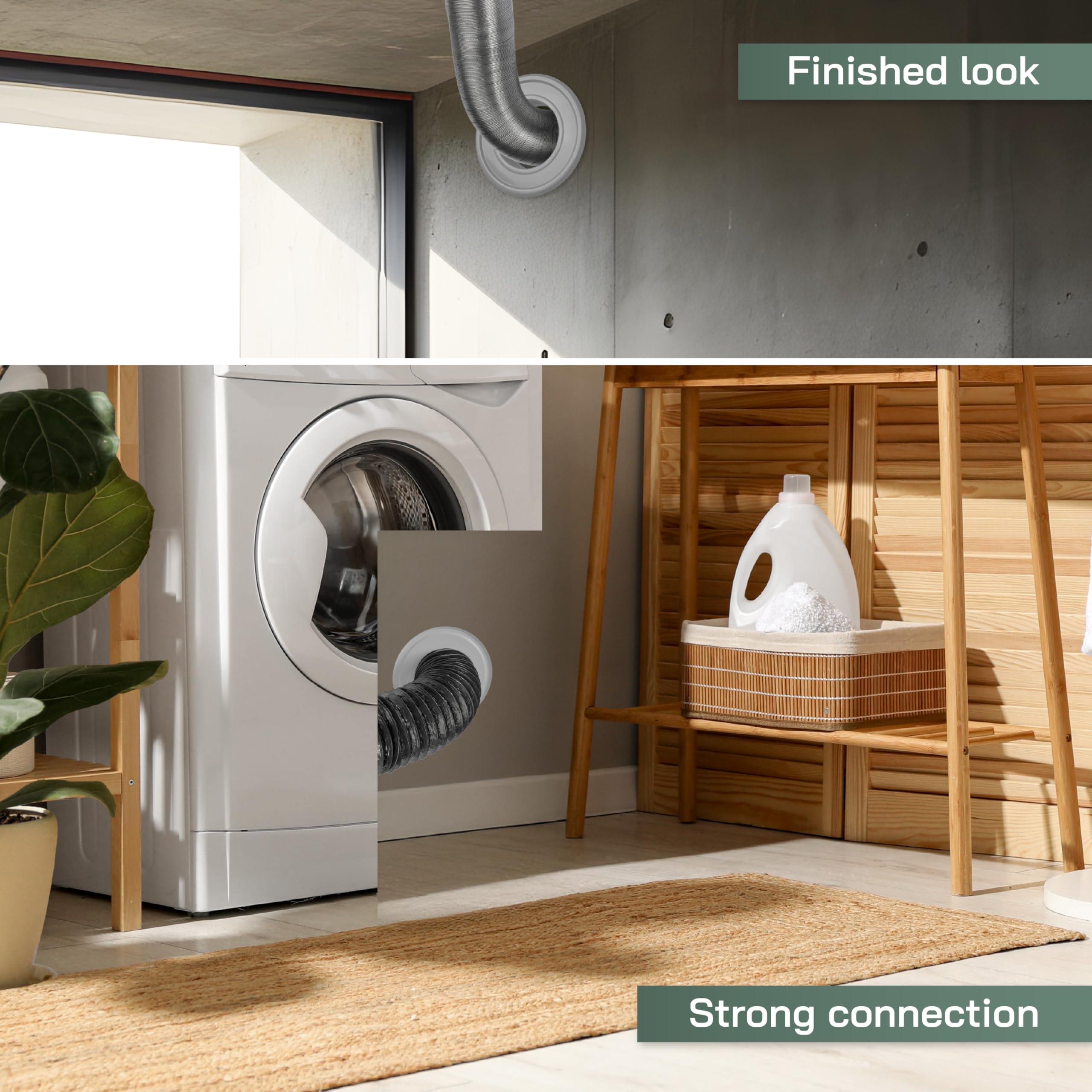 Vent Systems 4" Inch White Duct Connector Flange Plate – Galvanized Steel Straight HVAC Fitting for Cooling, Heating, Airflow, Ventilation System - Wall, Ceiling, Pipe Mount - Indoor Outdoor Use - Image 5