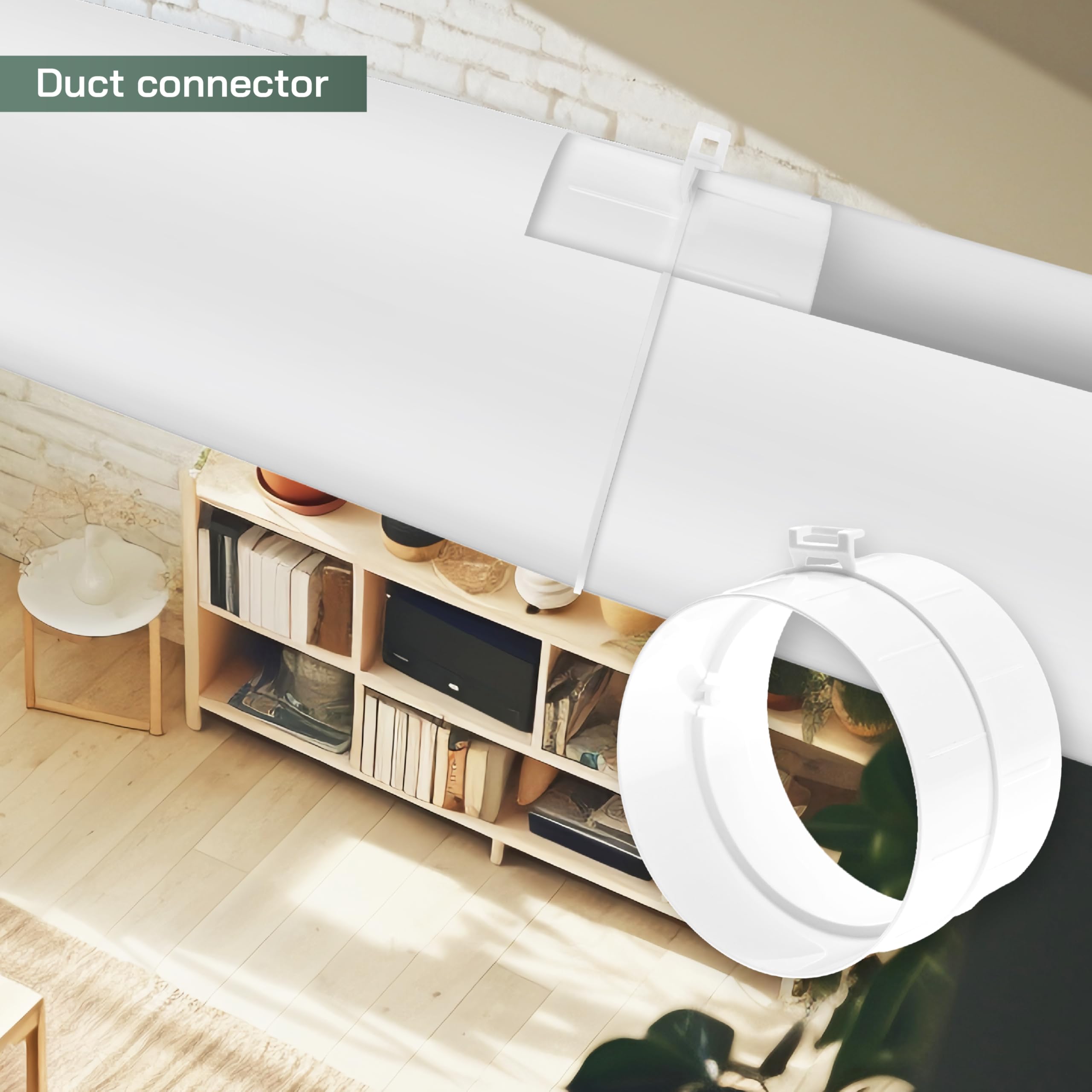 Vent Systems 4" Inch - White - Male Fit Duct Pipe Connector - ABS Plastic - Hose Dryer Vent Coupler - Flexible Or Straight Duct Coupler - Ducting Connection 4 Inch - Image 5