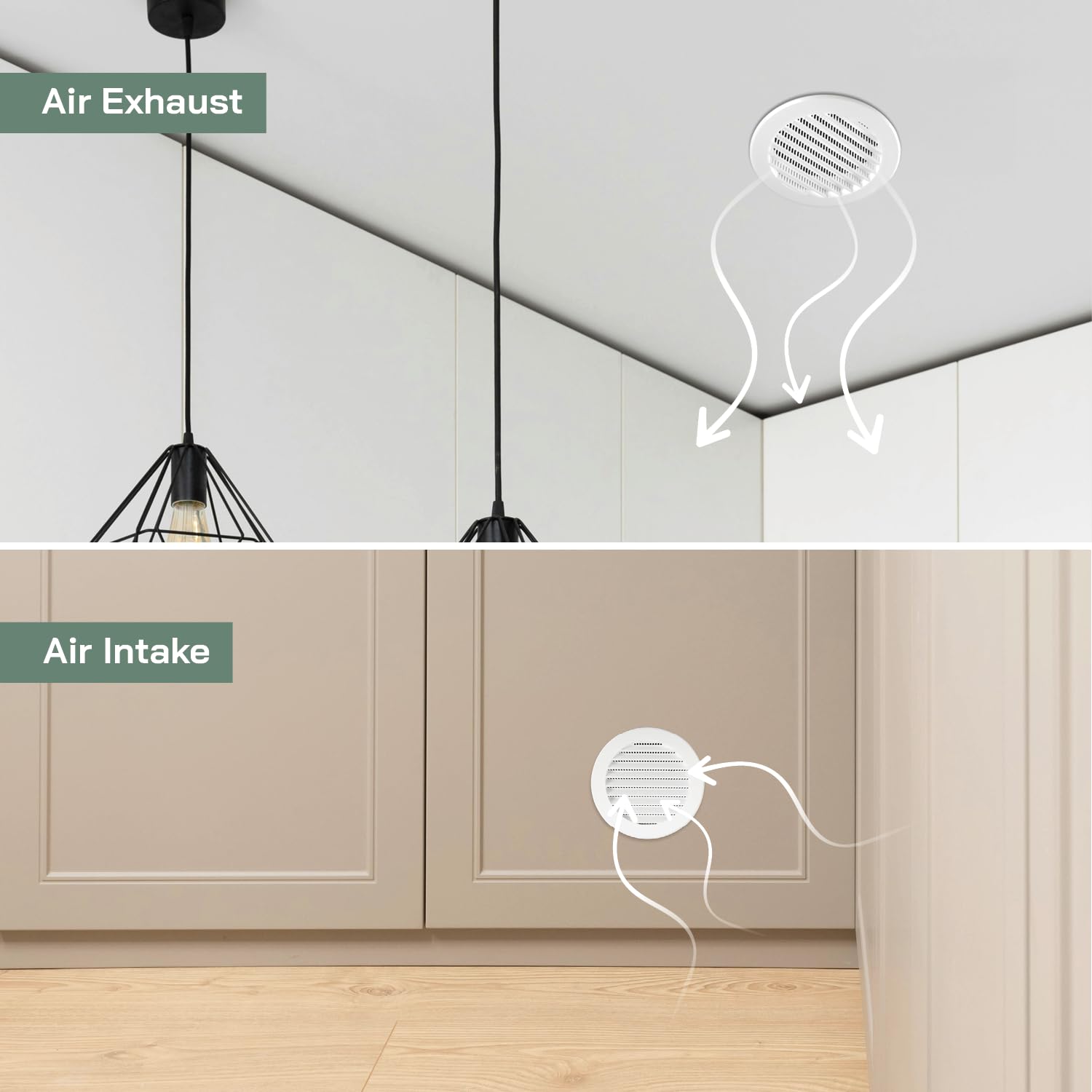 Vent Systems 4'' Inch White Soffit Vent Cover - Round Air Vent Louver - Grill Cover - Built-in Insect Screen - HVAC Vents for Bathroom, Home, Office, Kitchen - Image 5