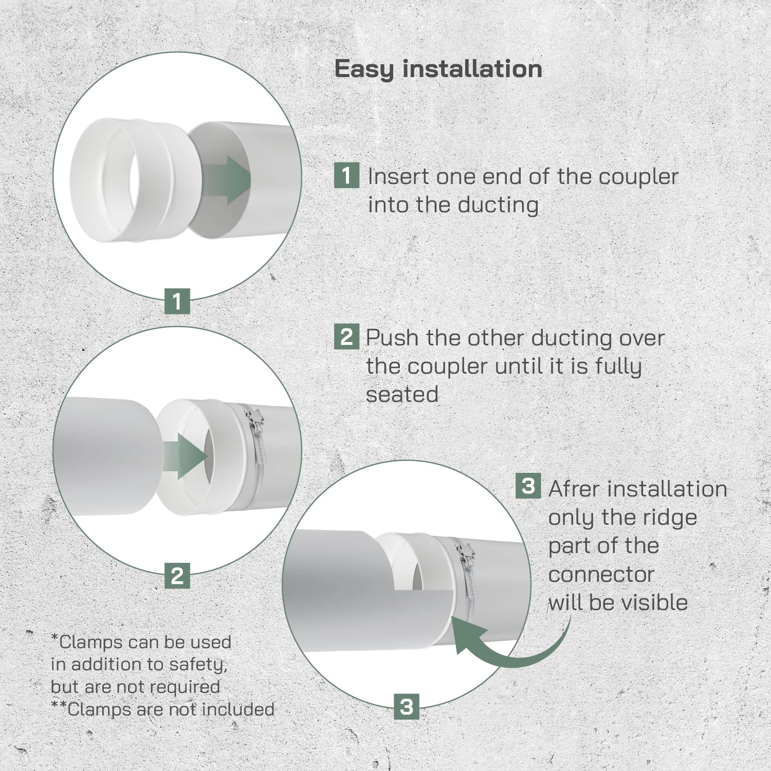 Vent Systems 4" Inch White Straight Inline Duct Coupler – Male-Fit Plastic Ventilation Pipe Fitting for Heating, Cooling & Exhaust Systems – Durable HVAC Straight Pipe Joiner – Indoor Use - Image 4