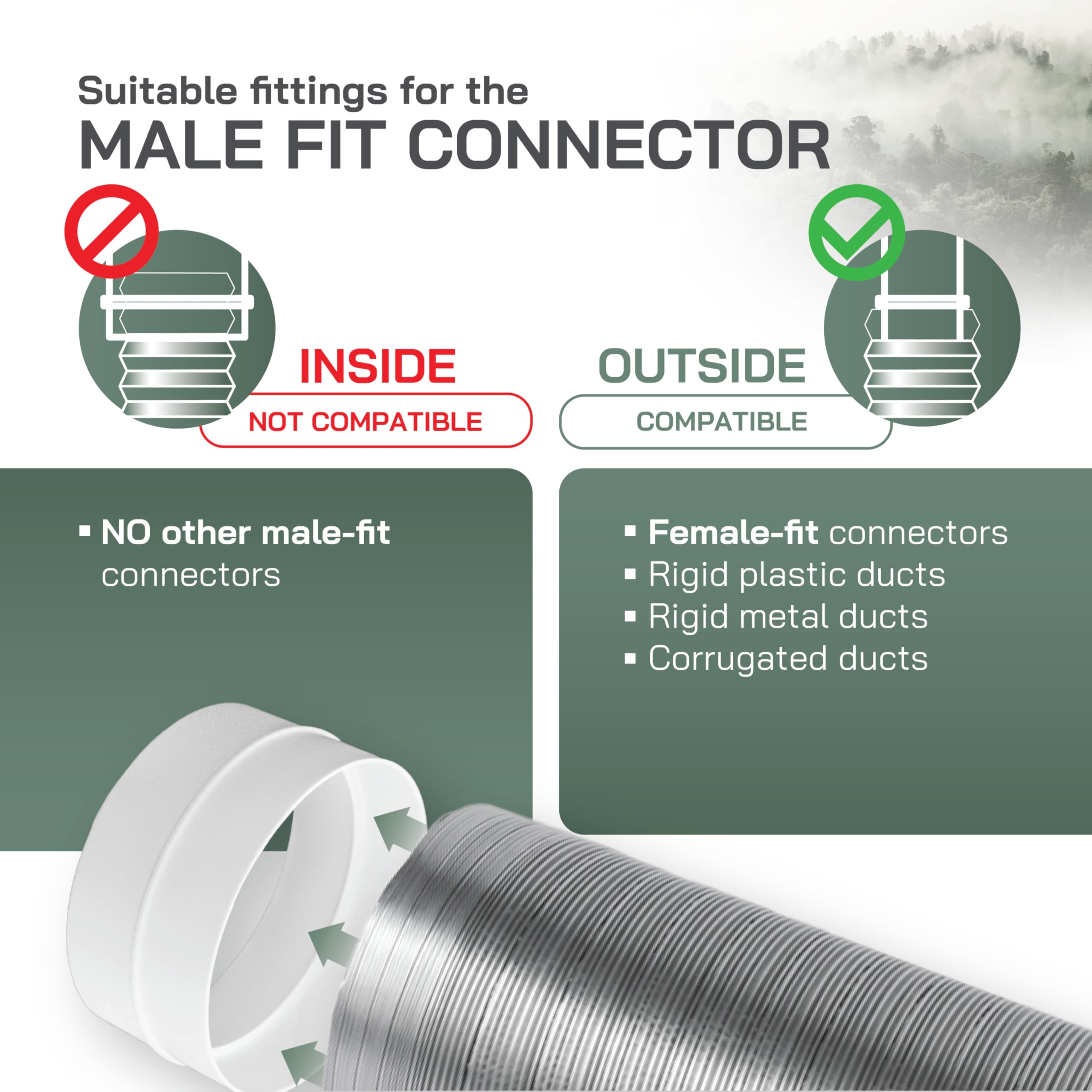 Vent Systems 4" Inch White Straight Inline Duct Coupler – Male-Fit Plastic Ventilation Pipe Fitting for Heating, Cooling & Exhaust Systems – Durable HVAC Straight Pipe Joiner – Indoor Use - Image 5