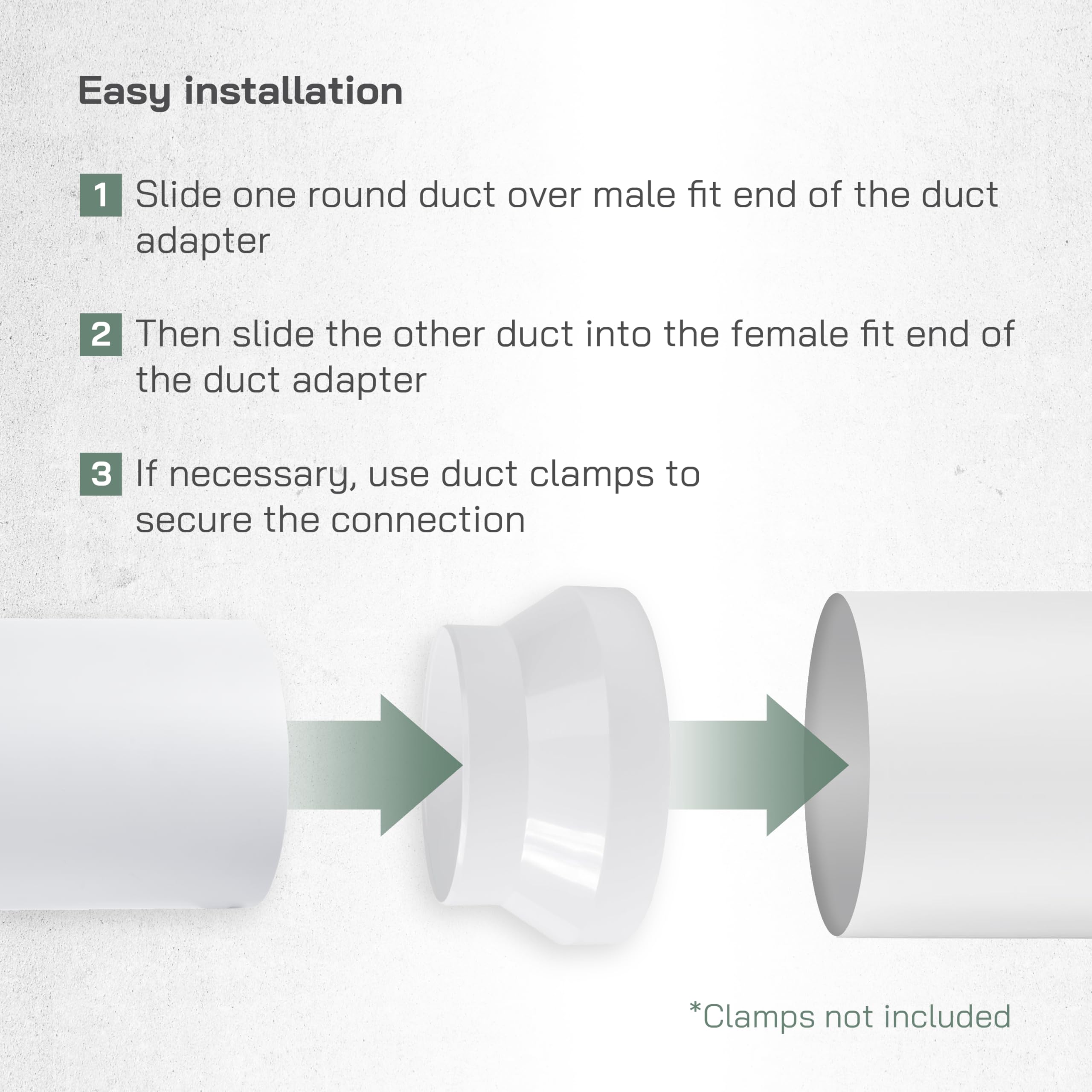 Vent Systems 4" to 5" White Duct Connector Fitting – Plastic Pipe Reducer for HVAC Ventilation, Heating, Cooling & Exhaust - Durable Duct Adapter for Round Ducting and Pipes - Indoor Use - Image 4