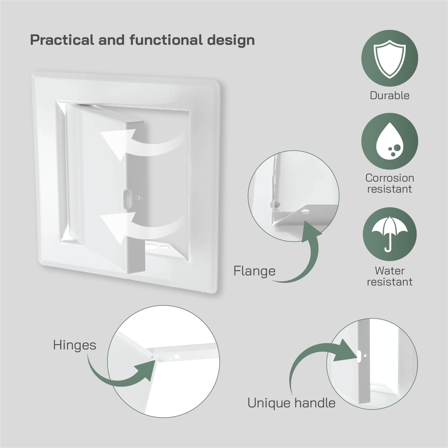 Vent Systems 4'' x 4'' Inch White Metal Access Panel - Easy Access Doors - Access Panel for Drywall, Wall, Electrical and Plumbing Service Door - Image 3