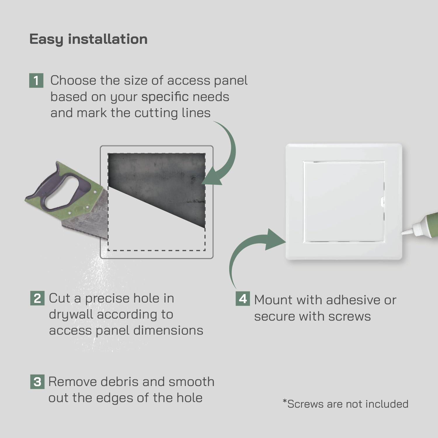 Vent Systems 4'' x 4'' Inch White Metal Access Panel - Easy Access Doors - Access Panel for Drywall, Wall, Electrical and Plumbing Service Door - Image 4