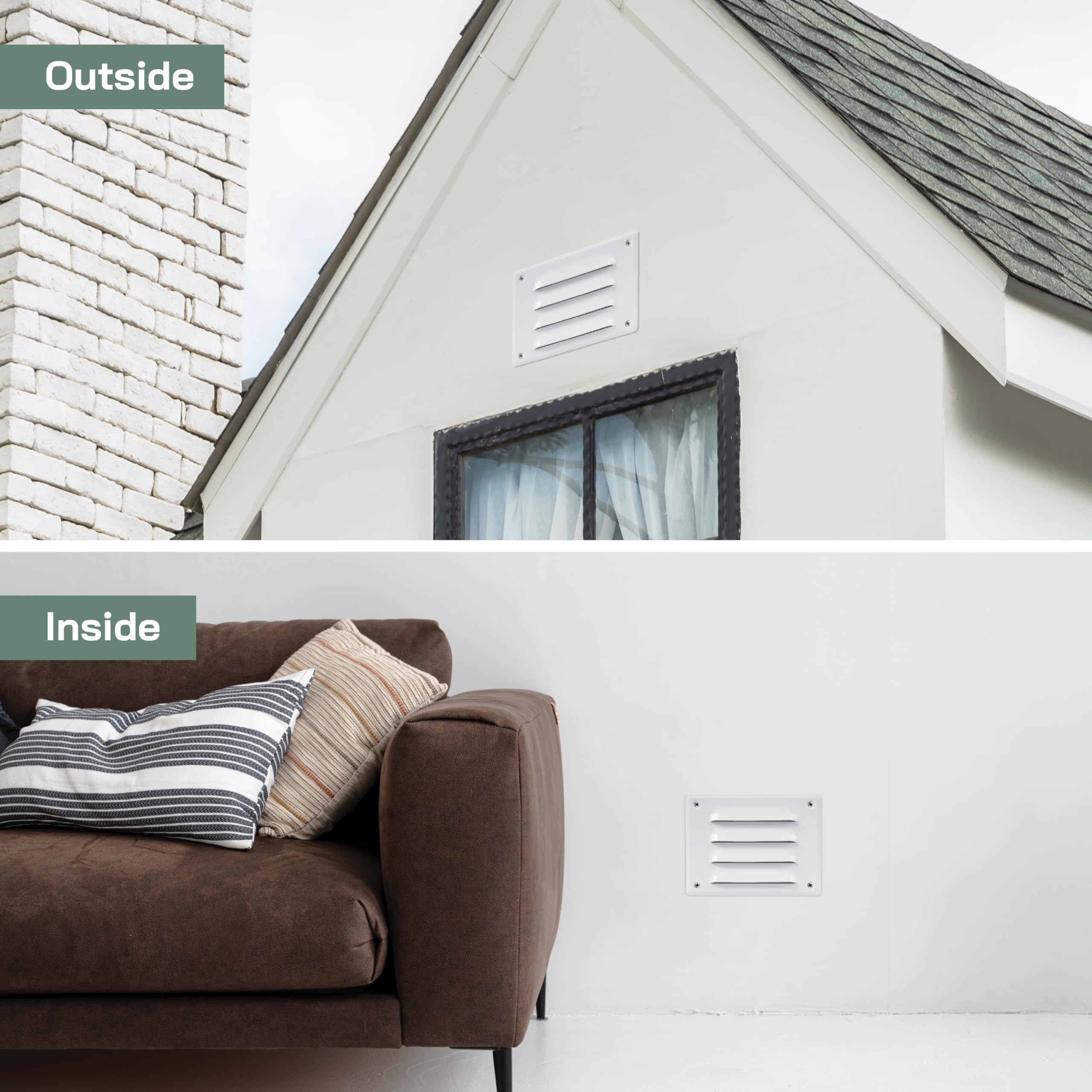 Vent Systems 5.5" x 4" Inch (Overall Dimensions) - White - Air Vent Cover - Metal Air Return Grill with Built-in Protection Mesh - HVAC Vent Duct Cover for Home Improvement - Image 5