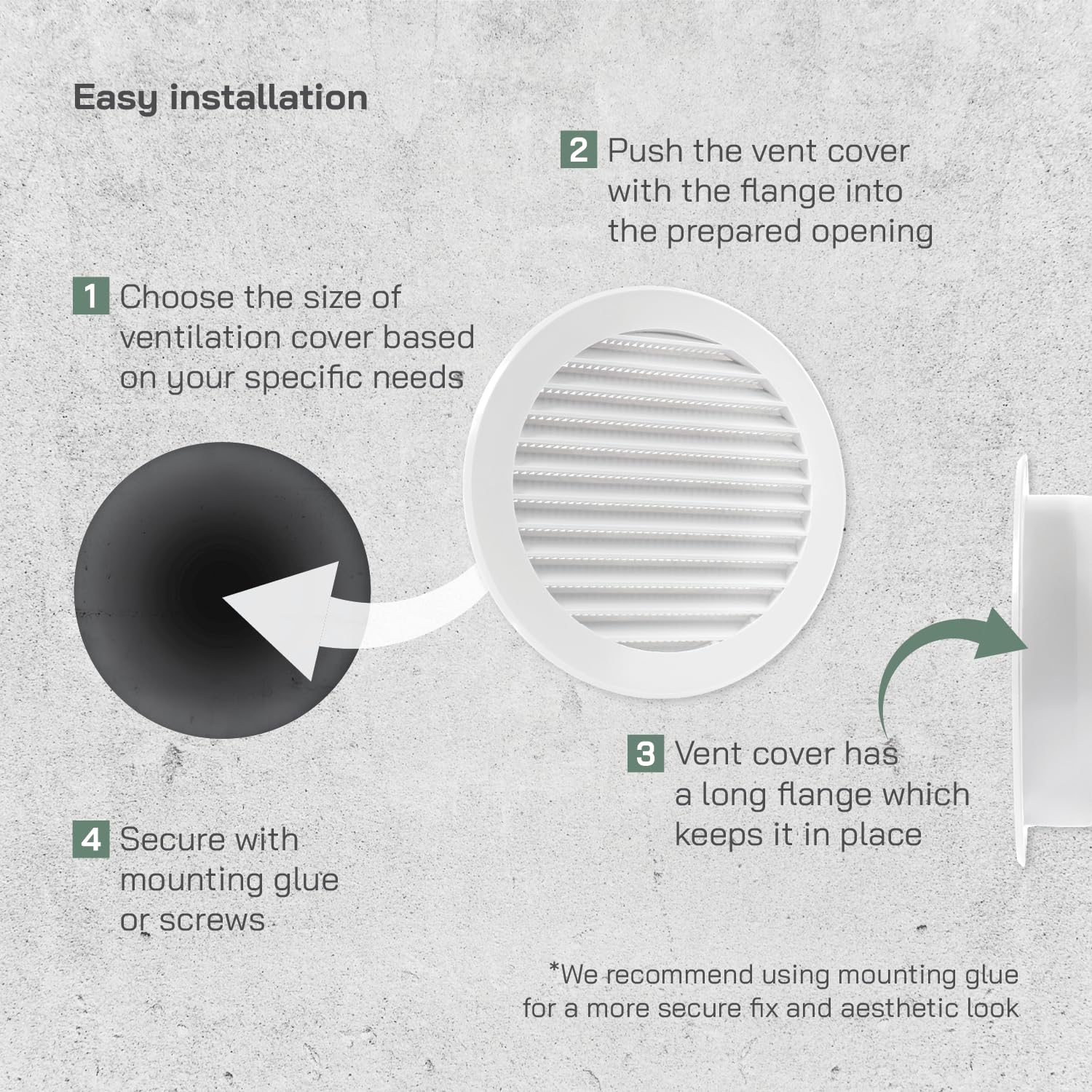 Vent Systems 5'' Inch - Pack of 10 - White Soffit Vent Cover - Round Intake or Exhaust Air Vent Louver with Screen Mesh - Air Supply HVAC Ventilation for Bathroom, Home Office, Kitchen - Image 4