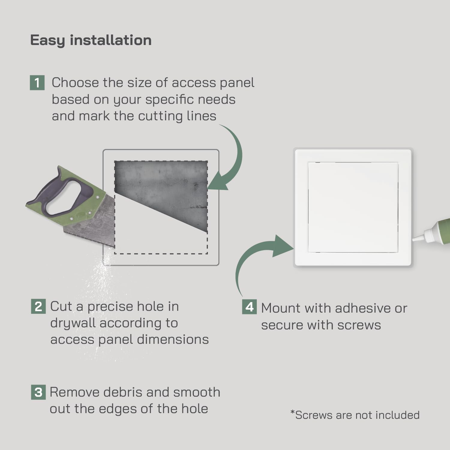 Vent Systems 6'' x 6'' Inch White Metal Access Panel with Click Function - Easy Access Doors - Access Panel for Drywall, Wall, Electrical and Plumbing Service Door - Image 5
