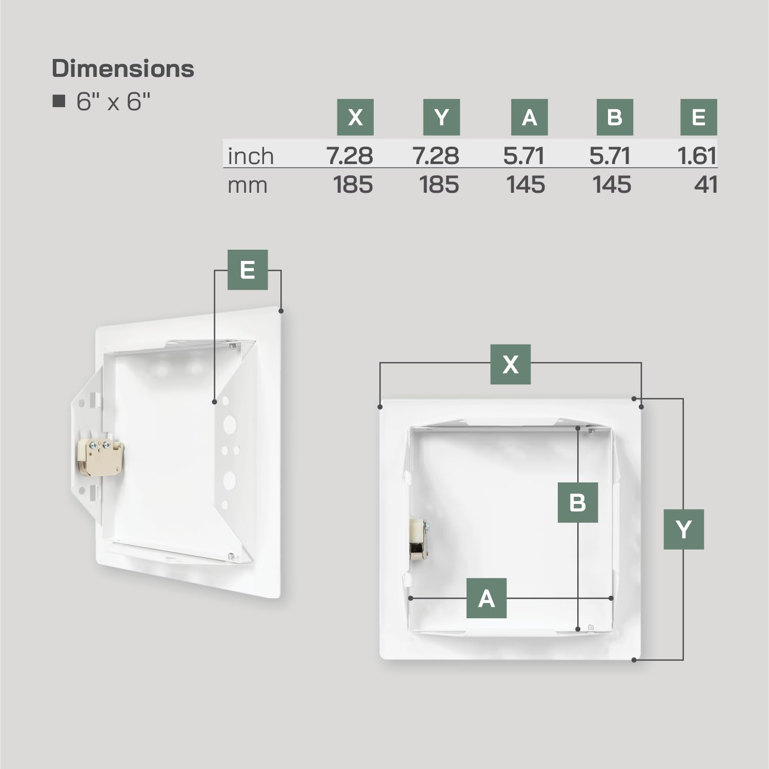 Vent Systems 6'' x 6'' Inch White Metal Access Panel with Click Function - Easy Access Doors - Access Panel for Drywall, Wall, Electrical and Plumbing Service Door - Image 6