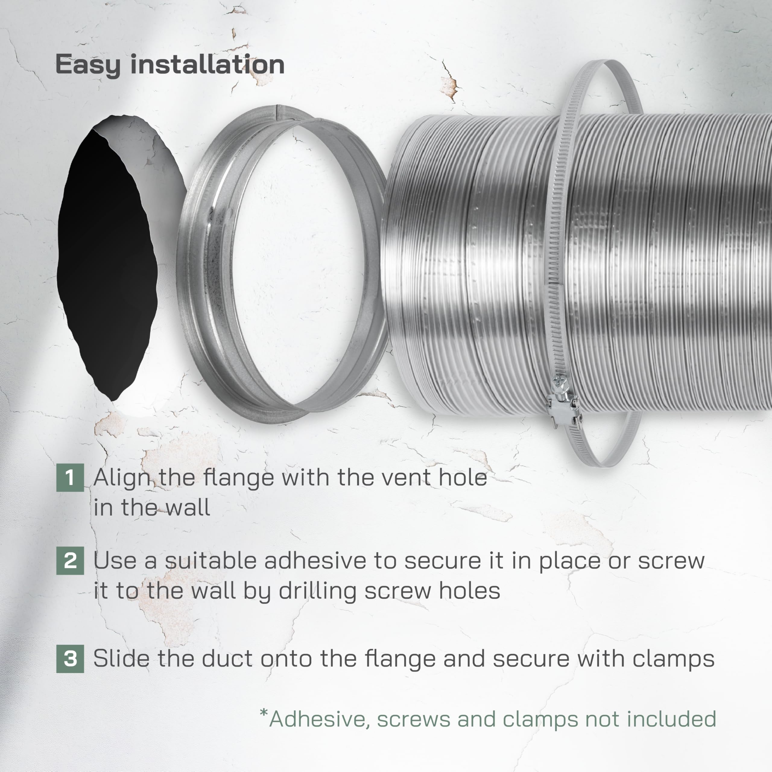 Vent Systems 8" Inch Metal Duct Connector Flange – Galvanized Steel Male-Fit Coupler – Durable Round Fitting for Duct Seal, Dryer Vent, HVAC Ducting – For Kitchen, Garage, and Home Improvement - Image 4