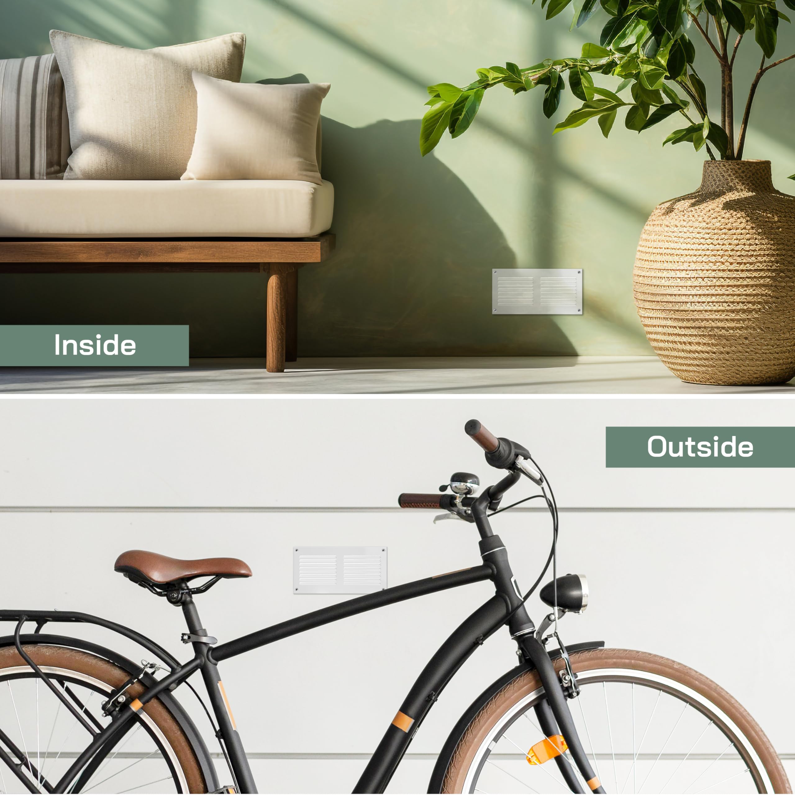 Vent Systems 8'' x 4'' Inch (Overall Dimensions) White Air Vent Duct Cover Metal Return Grill with Built in Pest Guard Screen HVAC Grille for Home Improvement 6x2 (Opening Dimensions) - Image 5