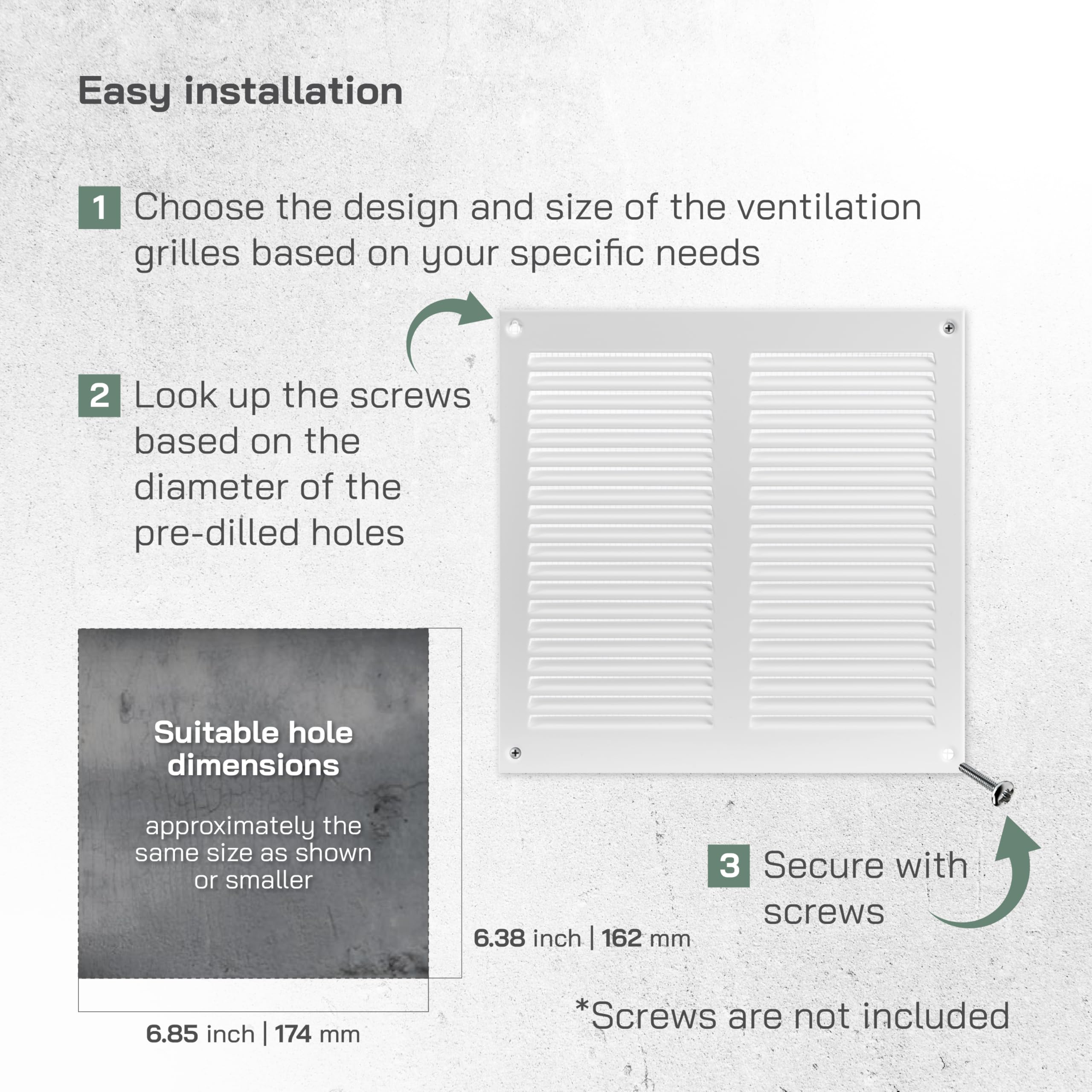 Vent Systems 8" x 8" Inch (Overall Dimensions) - White - Air Vent Cover Metal Air Return Grill with Built in Pest Guard Screen HVAC Vent Duct Cover for Home Improvement - Image 4