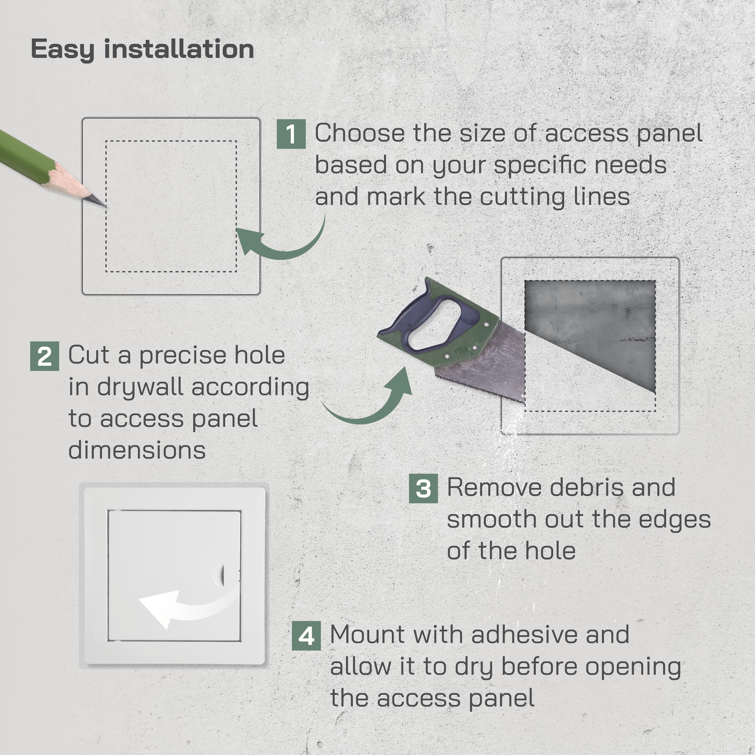 Vent Systems Access Panel for Drywall 6 x 6 Inch - Wall Hole Cover Plate - Metal Access Door with Handle - Plumbing Access Panel for Drywall - Service Shaft Crawl Space Door - Wall Access Panel - Image 4