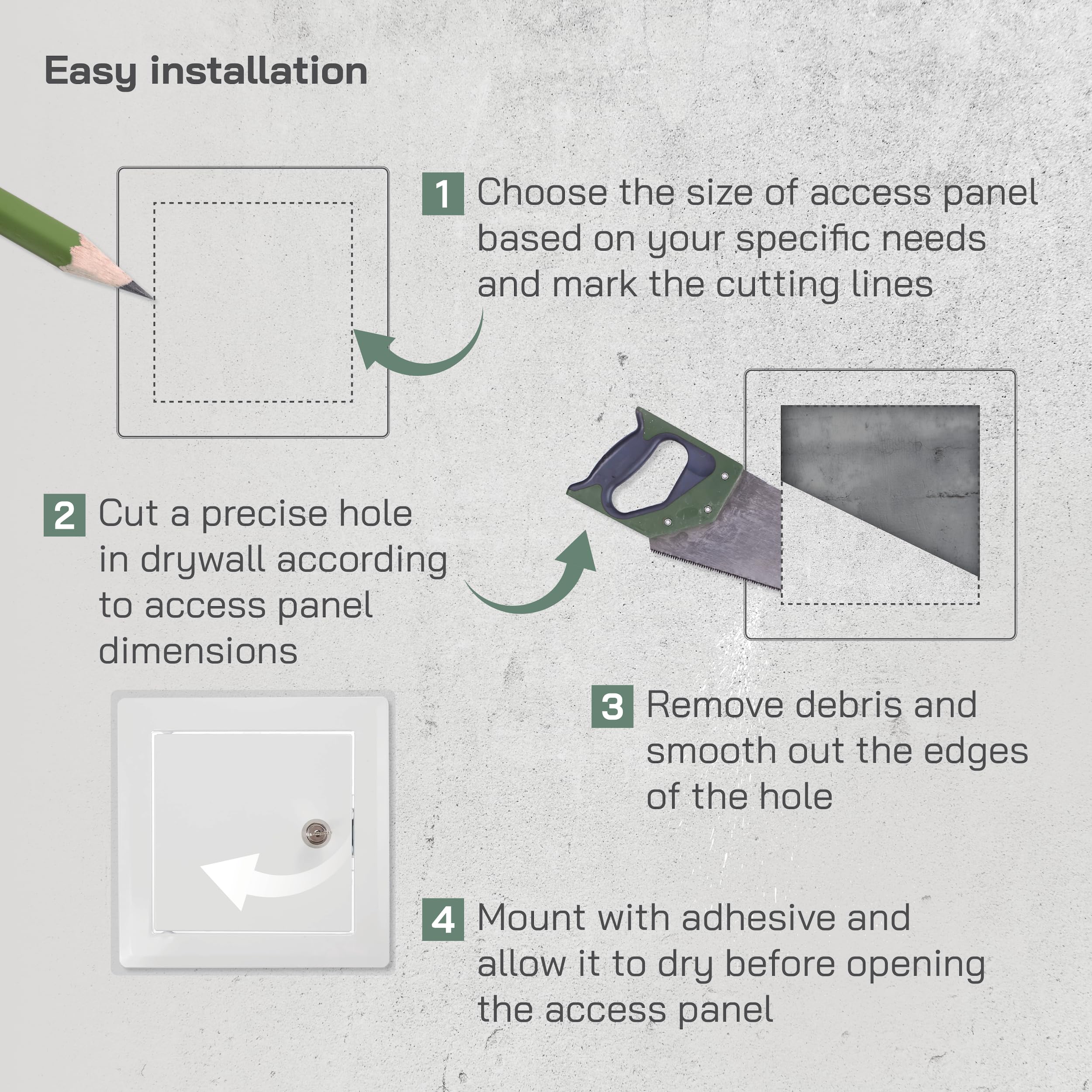 Vent Systems Lockable Access Panel for Drywall 6 x 6 Inch - Wall Hole Cover - Metal Access Door with Key - Plumbing Access Panel for Drywall - Service Shaft Crawl Space Door - Ceiling Access Panel - Image 4